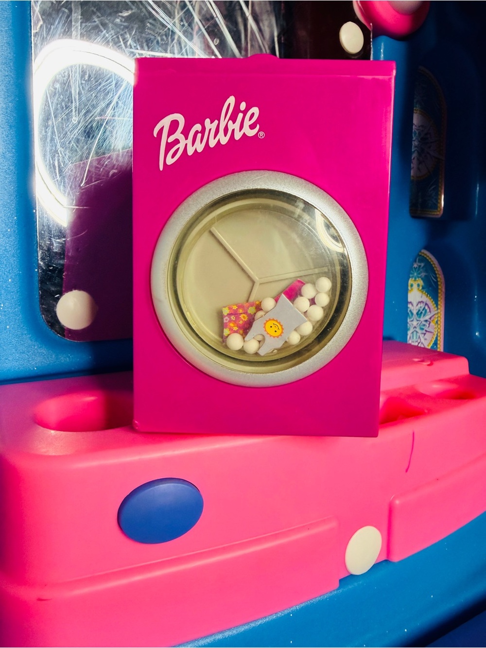Y2k Barbie Pink and Blue Toy Washing Machine Front-Loader